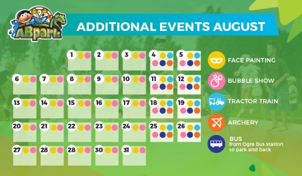 ABpark Planned Events and Bus Timetable in August 2018